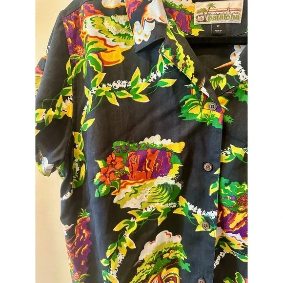 Vtg Patagonia 25th Anniv Pataloha Hawaiian Shirt Aloha Sz 12 Rare Y2K Hale'iwa - Picture 4 of 7